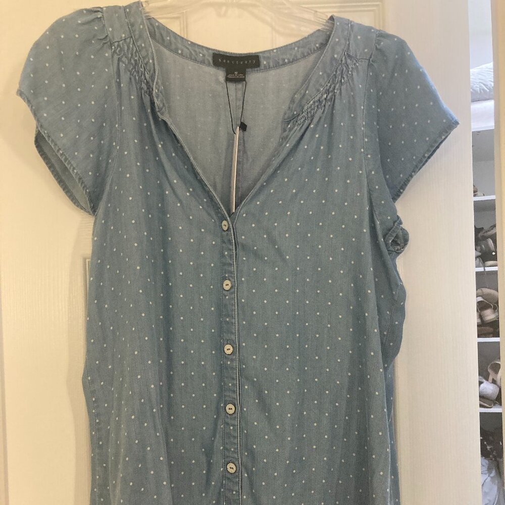 Sanctuary Chambray Polka Dot Top